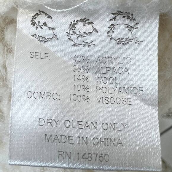 Sea Ellie Lace Combo Wool and Alpaca Blend Knit Sweater in Cream Size Small - Picture 12 of 13